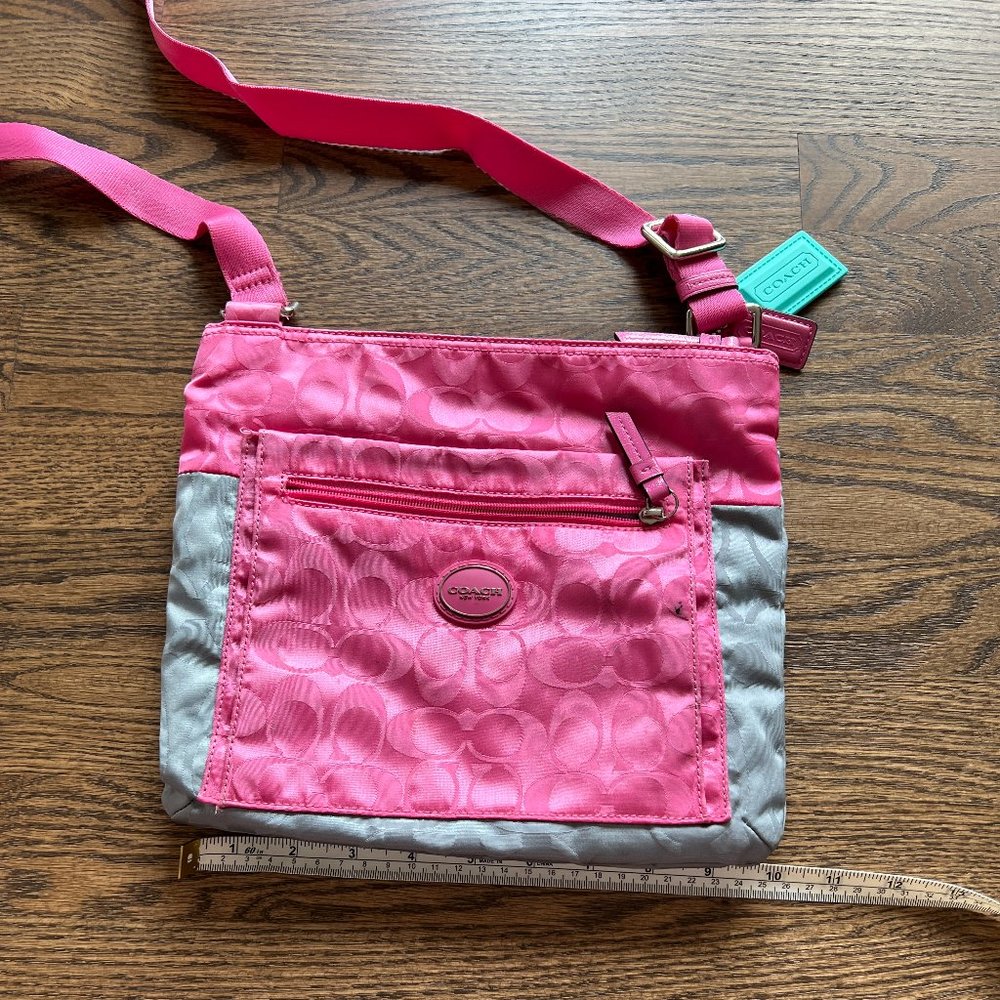 COACH pink and grey purse